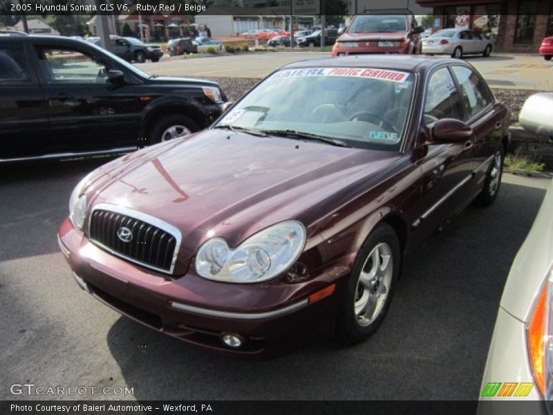 Ruby Red / Beige 2005 Hyundai Sonata GLS V6