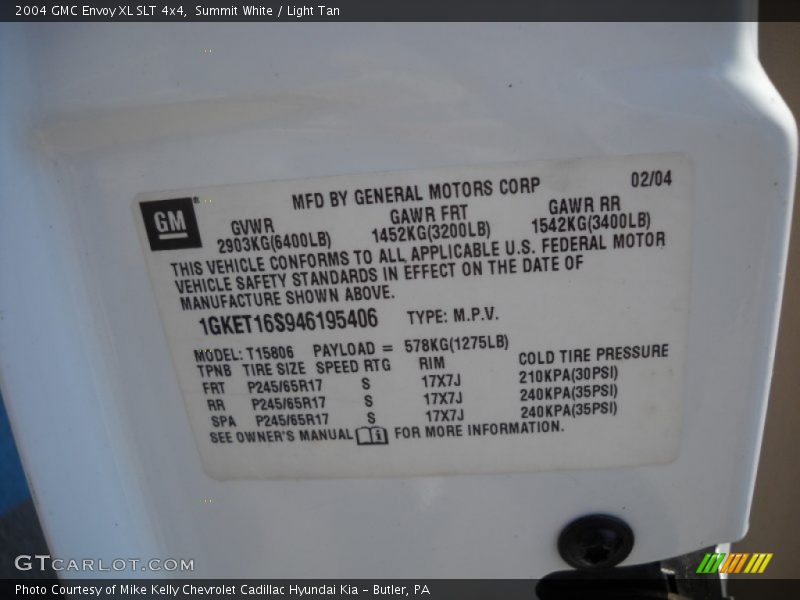 Summit White / Light Tan 2004 GMC Envoy XL SLT 4x4
