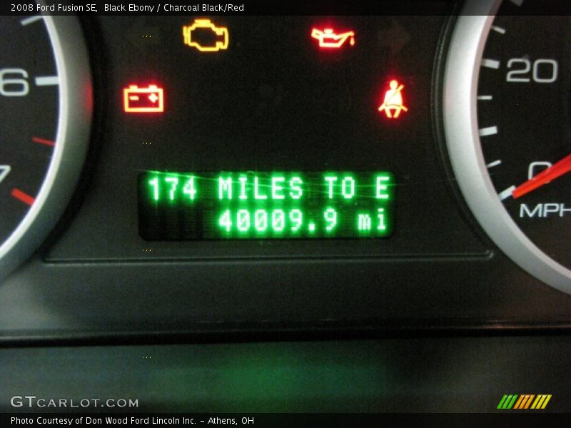 Black Ebony / Charcoal Black/Red 2008 Ford Fusion SE