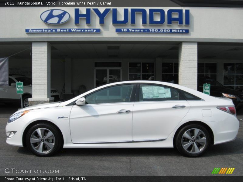 Porcelain White Pearl / Camel 2011 Hyundai Sonata Hybrid