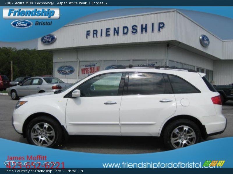 Aspen White Pearl / Bordeaux 2007 Acura MDX Technology