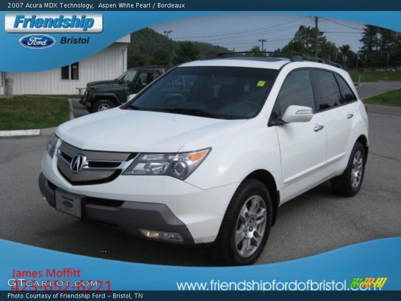 Aspen White Pearl / Bordeaux 2007 Acura MDX Technology