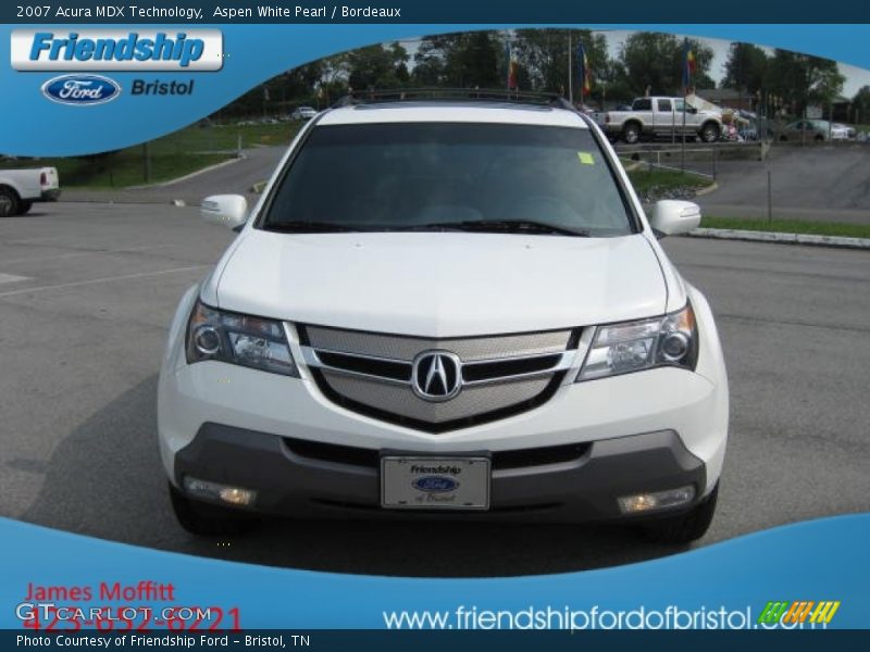 Aspen White Pearl / Bordeaux 2007 Acura MDX Technology
