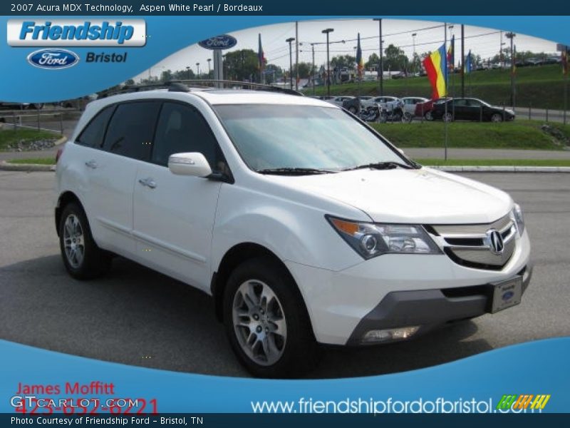 Aspen White Pearl / Bordeaux 2007 Acura MDX Technology
