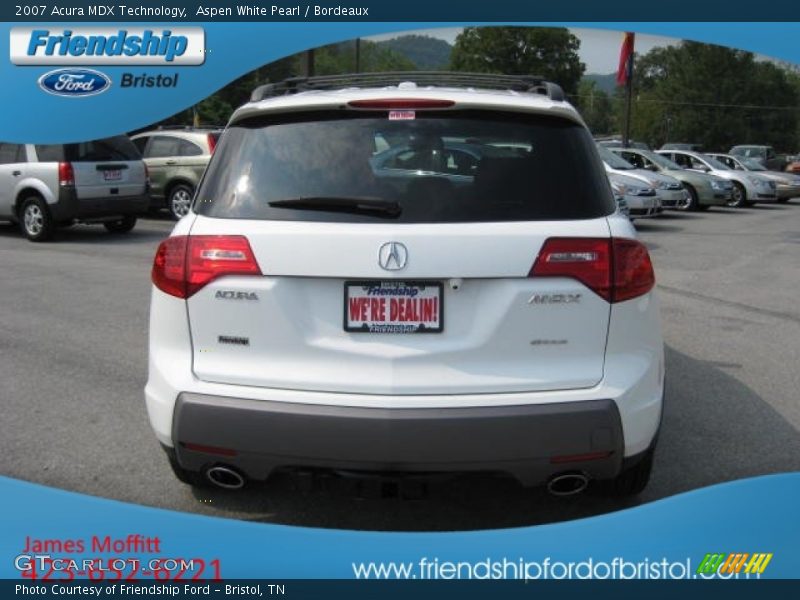 Aspen White Pearl / Bordeaux 2007 Acura MDX Technology