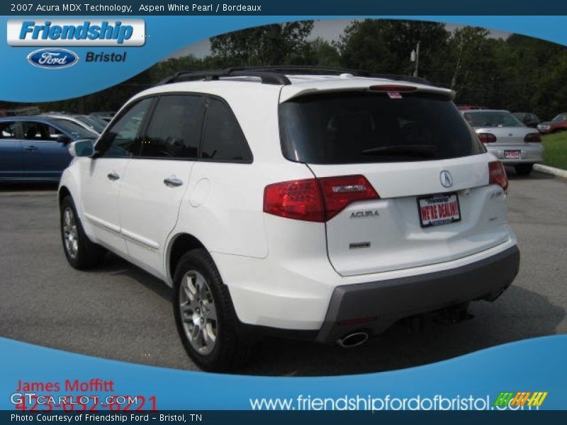 Aspen White Pearl / Bordeaux 2007 Acura MDX Technology