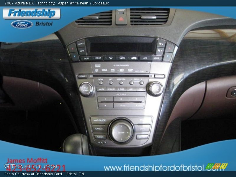 Aspen White Pearl / Bordeaux 2007 Acura MDX Technology