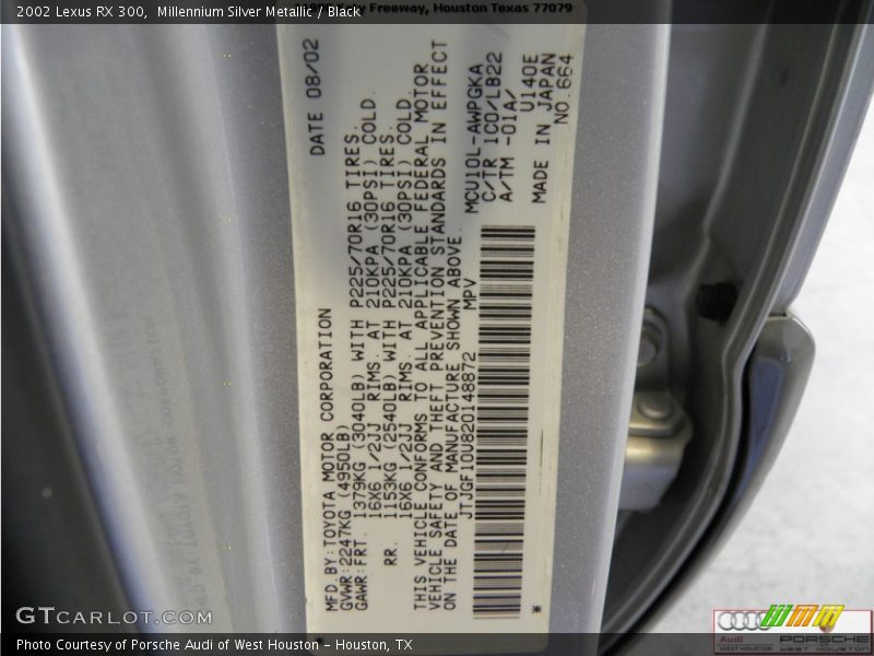 Millennium Silver Metallic / Black 2002 Lexus RX 300