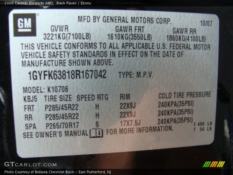 Black Raven / Ebony 2008 Cadillac Escalade AWD