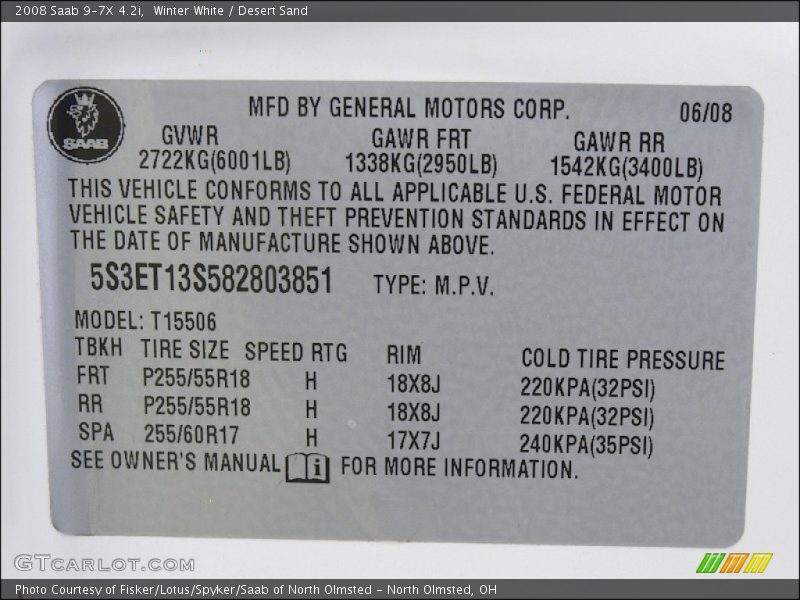 Winter White / Desert Sand 2008 Saab 9-7X 4.2i