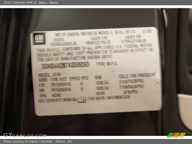 Black / Ebony 2010 Chevrolet HHR LS