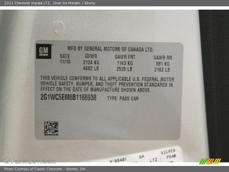 Silver Ice Metallic / Ebony 2011 Chevrolet Impala LTZ