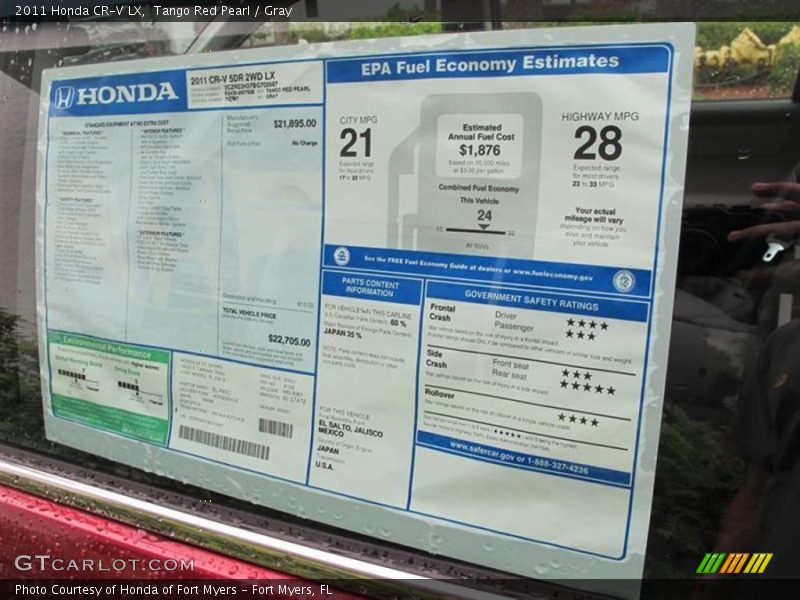  2011 CR-V LX Window Sticker