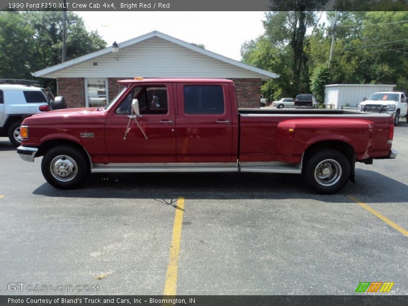Bright Red / Red 1990 Ford F350 XLT Crew Cab 4x4