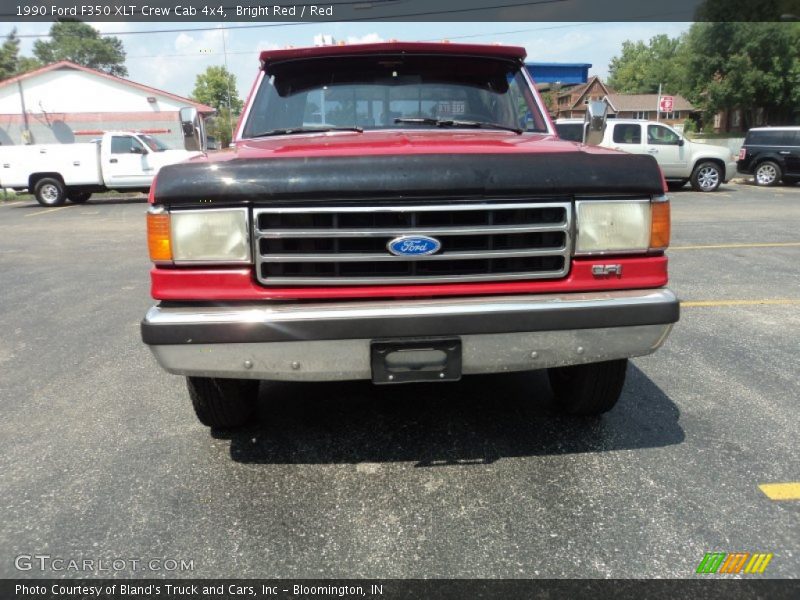 Bright Red / Red 1990 Ford F350 XLT Crew Cab 4x4