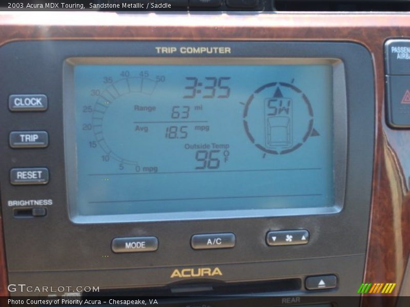 Sandstone Metallic / Saddle 2003 Acura MDX Touring