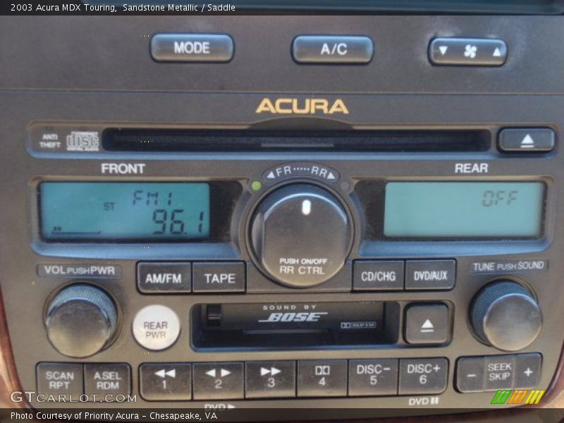 Audio System of 2003 MDX Touring