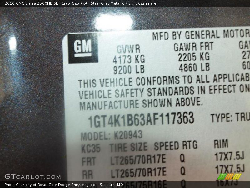 Steel Gray Metallic / Light Cashmere 2010 GMC Sierra 2500HD SLT Crew Cab 4x4