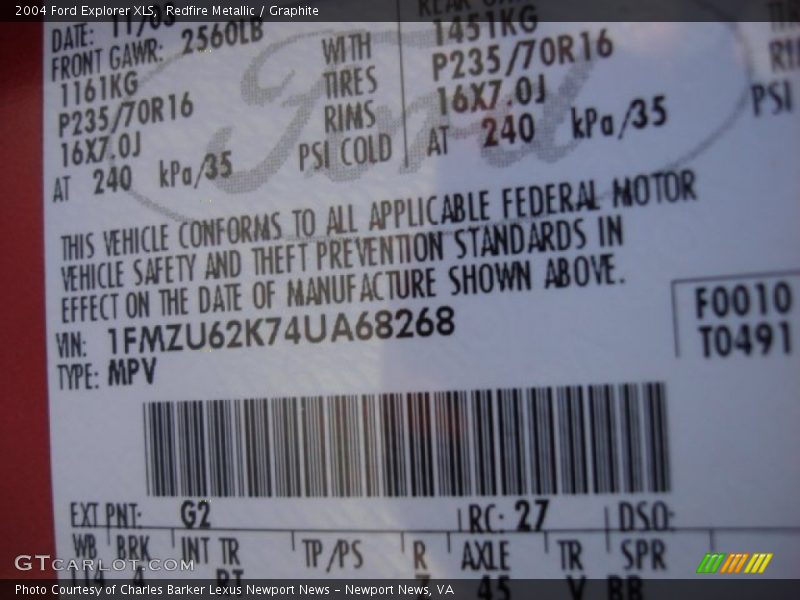 Redfire Metallic / Graphite 2004 Ford Explorer XLS