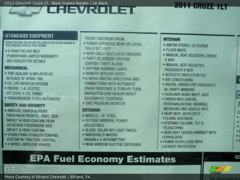 Black Granite Metallic / Jet Black 2011 Chevrolet Cruze LT