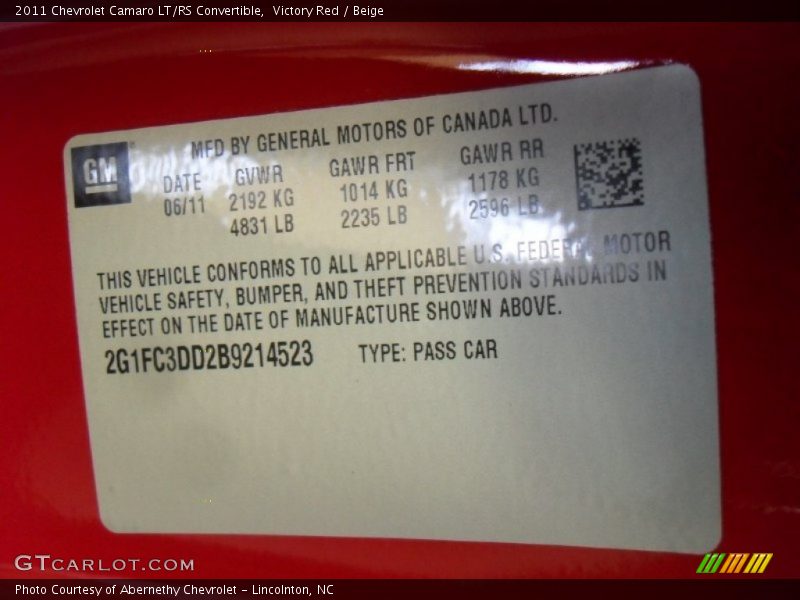 Victory Red / Beige 2011 Chevrolet Camaro LT/RS Convertible