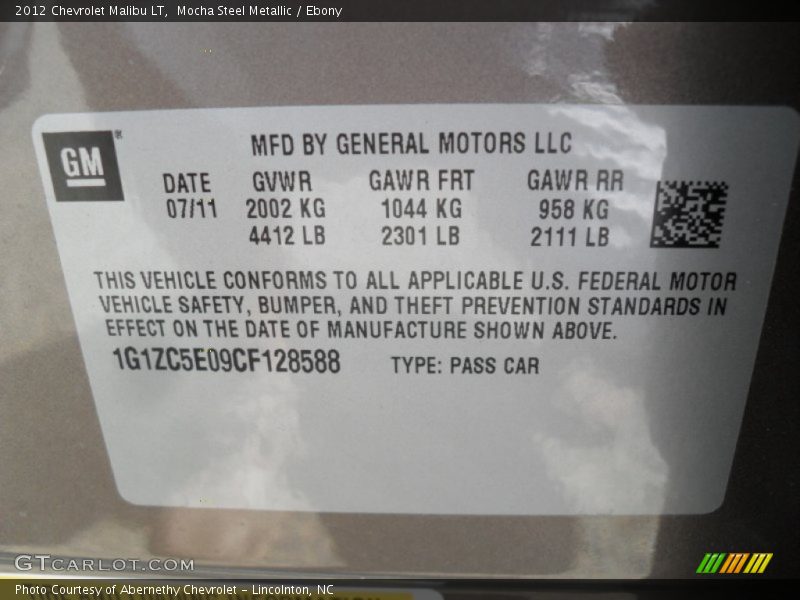 Mocha Steel Metallic / Ebony 2012 Chevrolet Malibu LT