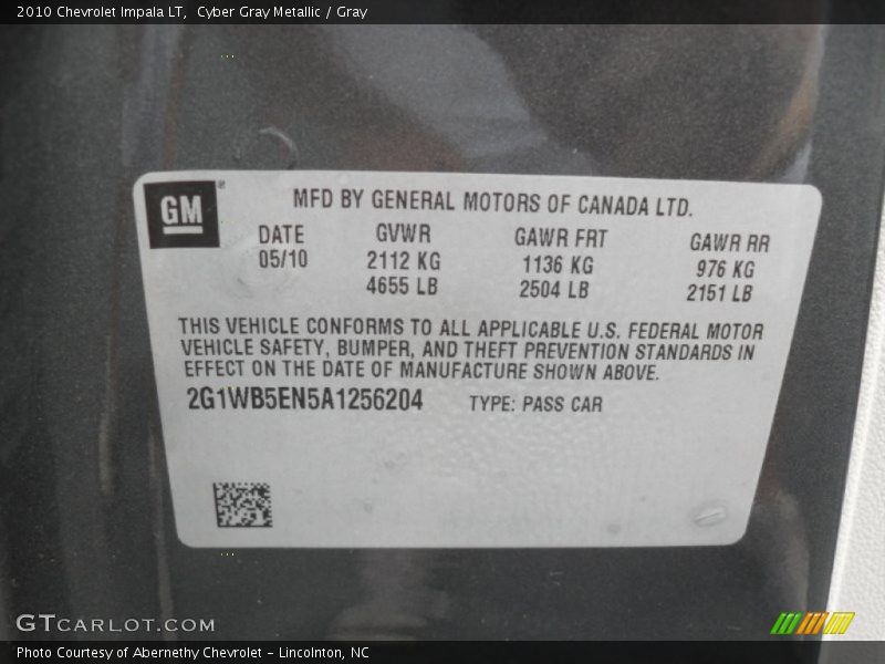 Cyber Gray Metallic / Gray 2010 Chevrolet Impala LT