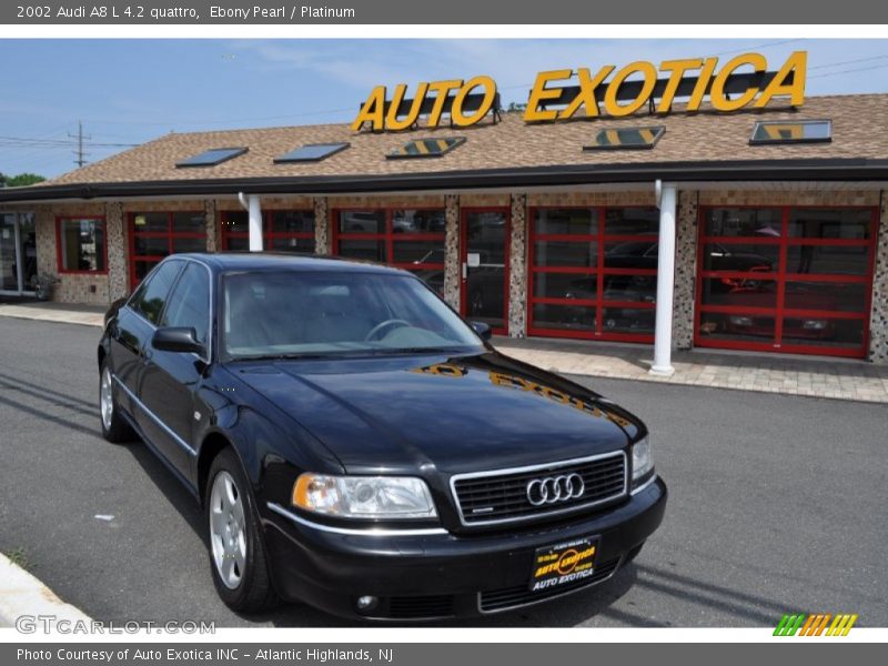 Ebony Pearl / Platinum 2002 Audi A8 L 4.2 quattro