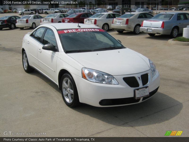 Ivory White / Ebony Black 2008 Pontiac G6 V6 Sedan