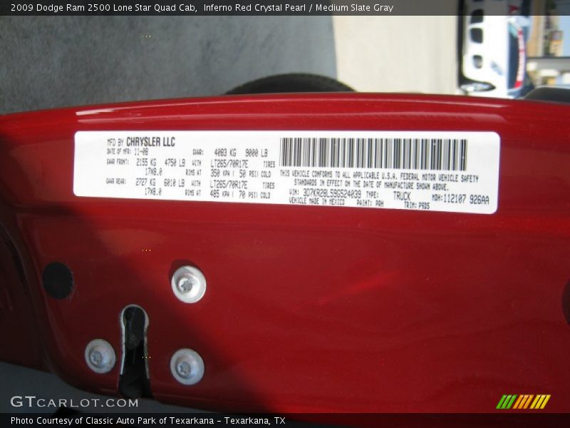 Inferno Red Crystal Pearl / Medium Slate Gray 2009 Dodge Ram 2500 Lone Star Quad Cab