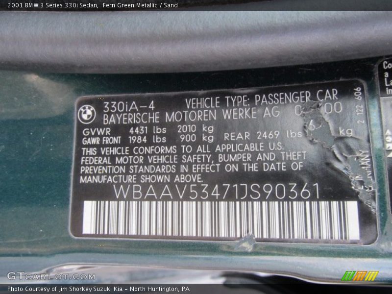 Fern Green Metallic / Sand 2001 BMW 3 Series 330i Sedan