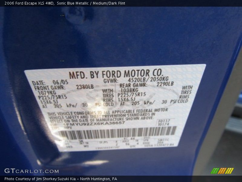 Sonic Blue Metallic / Medium/Dark Flint 2006 Ford Escape XLS 4WD