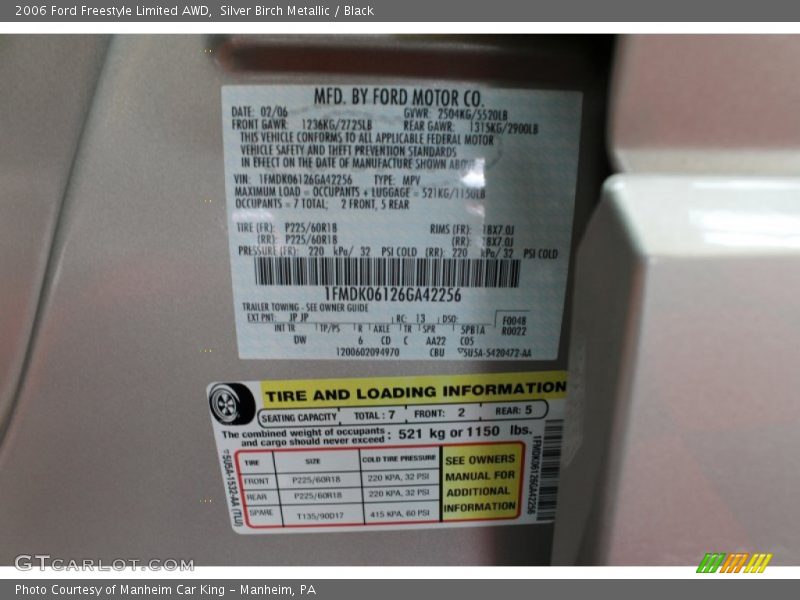 Silver Birch Metallic / Black 2006 Ford Freestyle Limited AWD