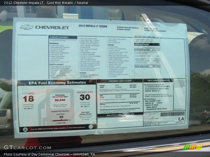  2012 Impala LT Window Sticker