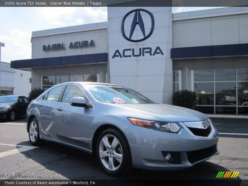Glacier Blue Metallic / Taupe 2009 Acura TSX Sedan