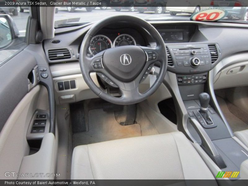 Glacier Blue Metallic / Taupe 2009 Acura TSX Sedan