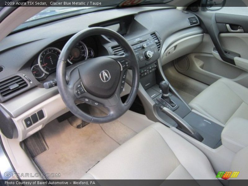 Glacier Blue Metallic / Taupe 2009 Acura TSX Sedan