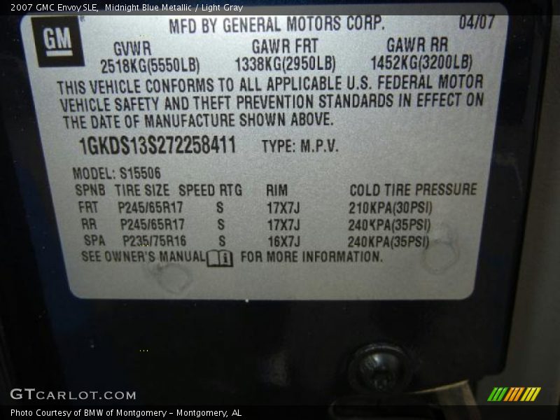 Midnight Blue Metallic / Light Gray 2007 GMC Envoy SLE
