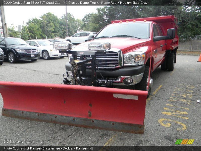 Flame Red / Medium Slate Gray 2009 Dodge Ram 3500 SLT Quad Cab 4x4 Chassis Dump Truck