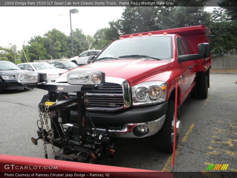 Flame Red / Medium Slate Gray 2009 Dodge Ram 3500 SLT Quad Cab 4x4 Chassis Dump Truck
