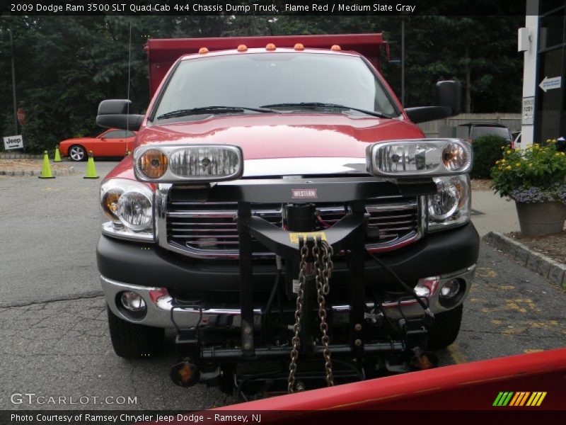 Flame Red / Medium Slate Gray 2009 Dodge Ram 3500 SLT Quad Cab 4x4 Chassis Dump Truck