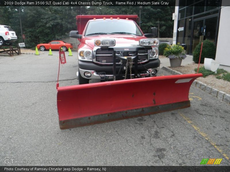 Flame Red / Medium Slate Gray 2009 Dodge Ram 3500 SLT Quad Cab 4x4 Chassis Dump Truck