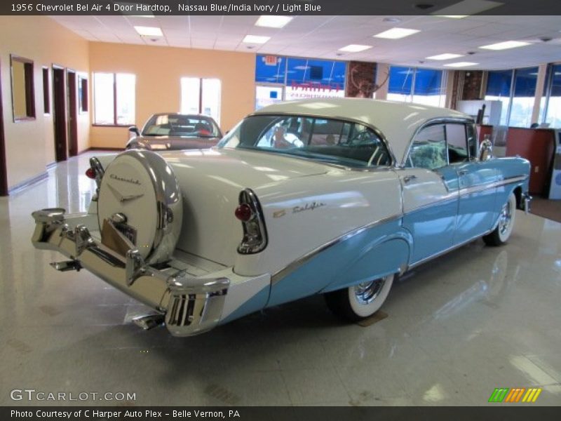 Nassau Blue/India Ivory / Light Blue 1956 Chevrolet Bel Air 4 Door Hardtop
