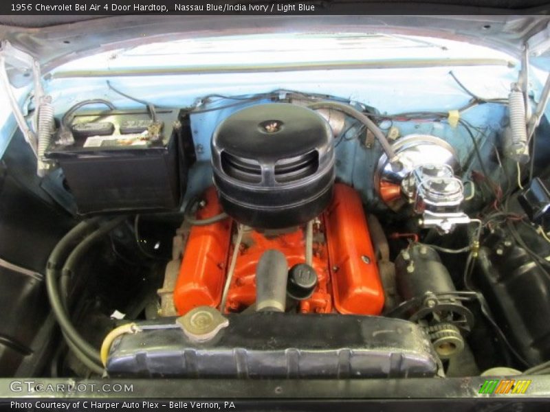 Nassau Blue/India Ivory / Light Blue 1956 Chevrolet Bel Air 4 Door Hardtop