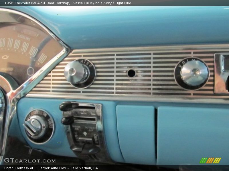 Nassau Blue/India Ivory / Light Blue 1956 Chevrolet Bel Air 4 Door Hardtop