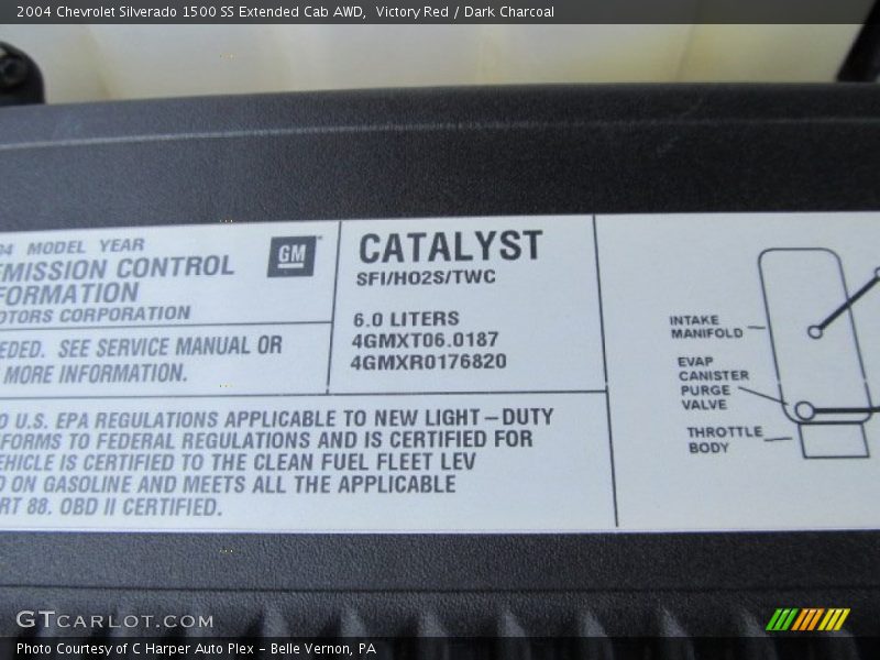 Info Tag of 2004 Silverado 1500 SS Extended Cab AWD