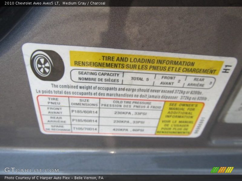 Medium Gray / Charcoal 2010 Chevrolet Aveo Aveo5 LT