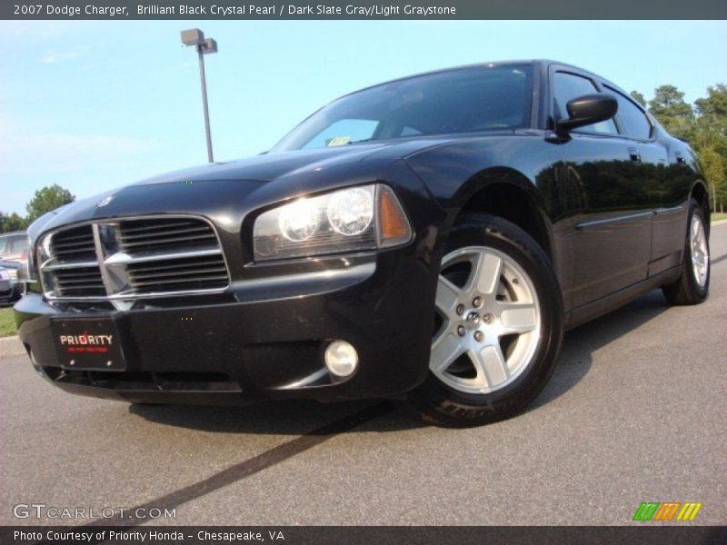 Brilliant Black Crystal Pearl / Dark Slate Gray/Light Graystone 2007 Dodge Charger
