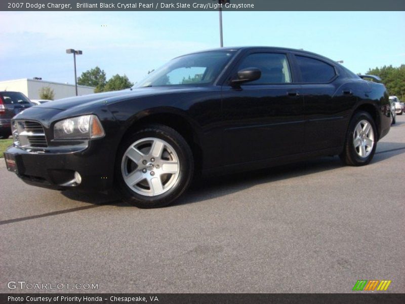 Brilliant Black Crystal Pearl / Dark Slate Gray/Light Graystone 2007 Dodge Charger