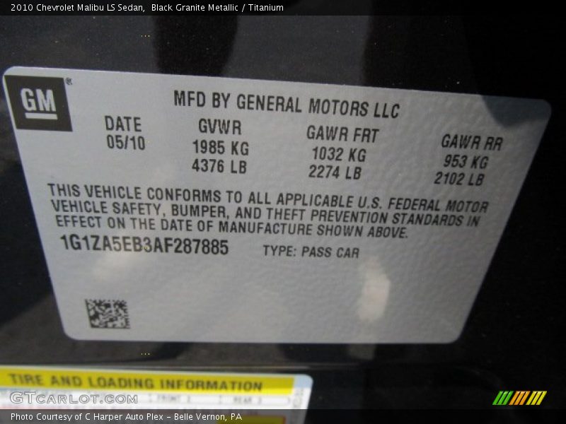 Black Granite Metallic / Titanium 2010 Chevrolet Malibu LS Sedan